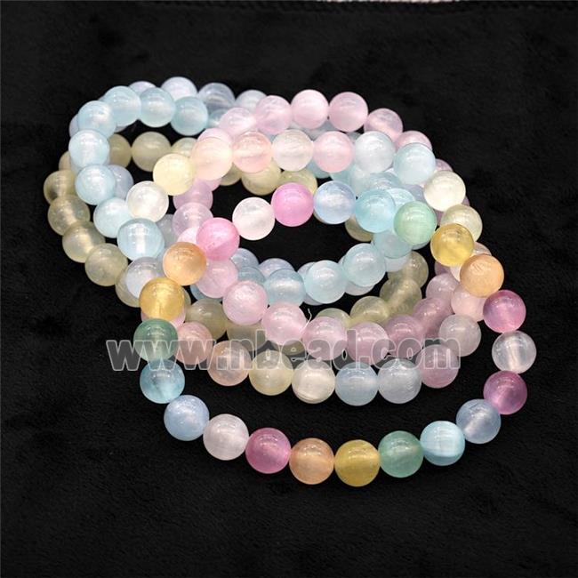 Selenite Bracelet Stretchy Round Mixed Color