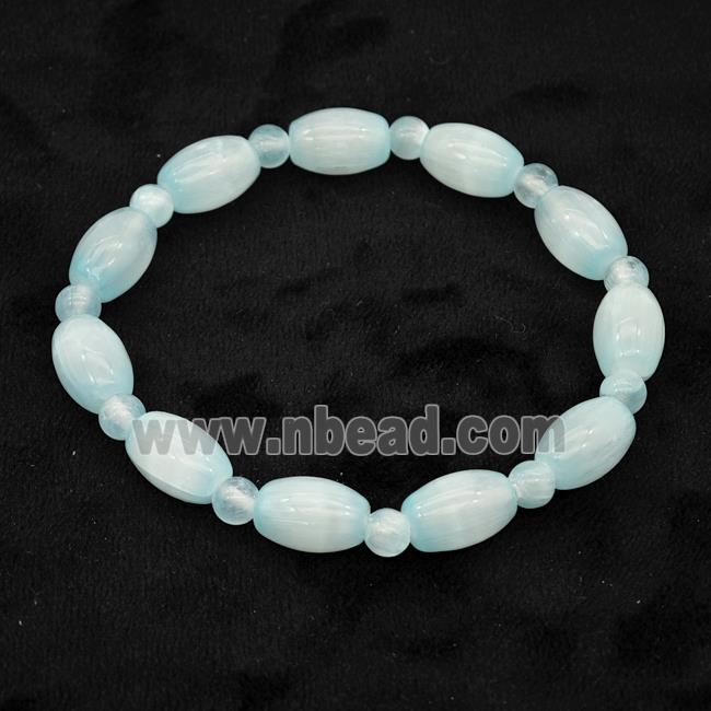 Blue Selenite Bracelet Stretchy Rice