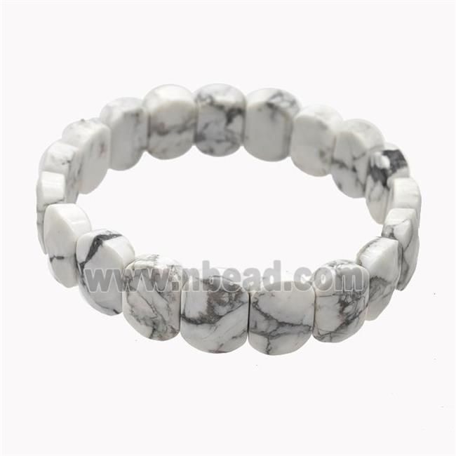 White Howlite Turquoise Bracelet Stretchy