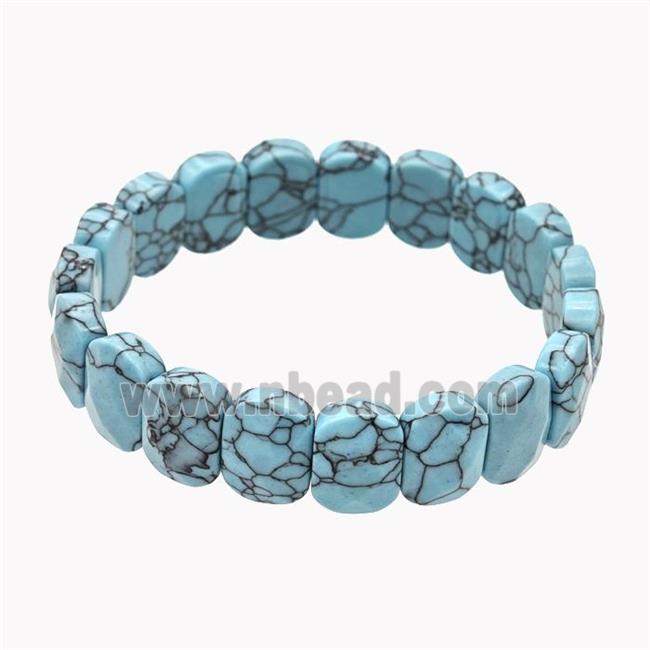 Teal Dye Howlite Turquoise Bracelet Stretchy