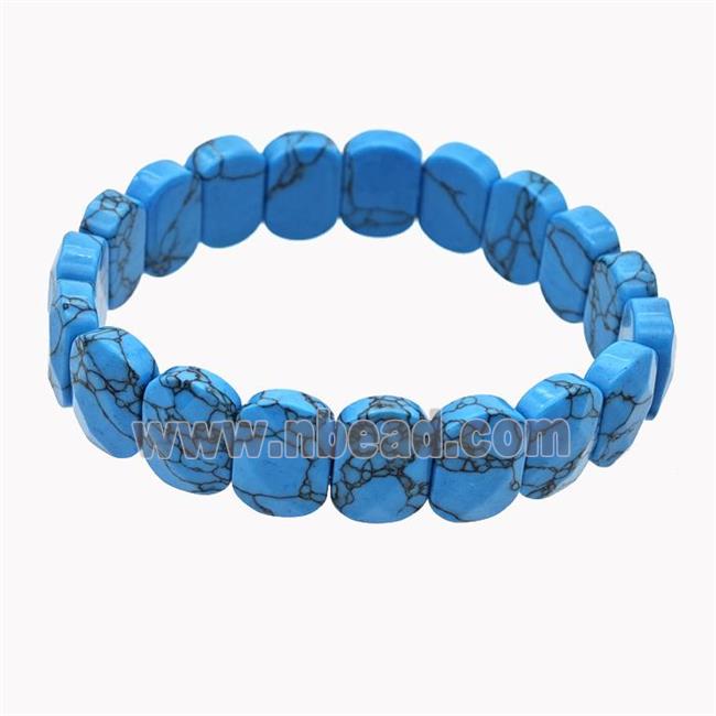 Blue Dye Howlite Turquoise Bracelet Stretchy