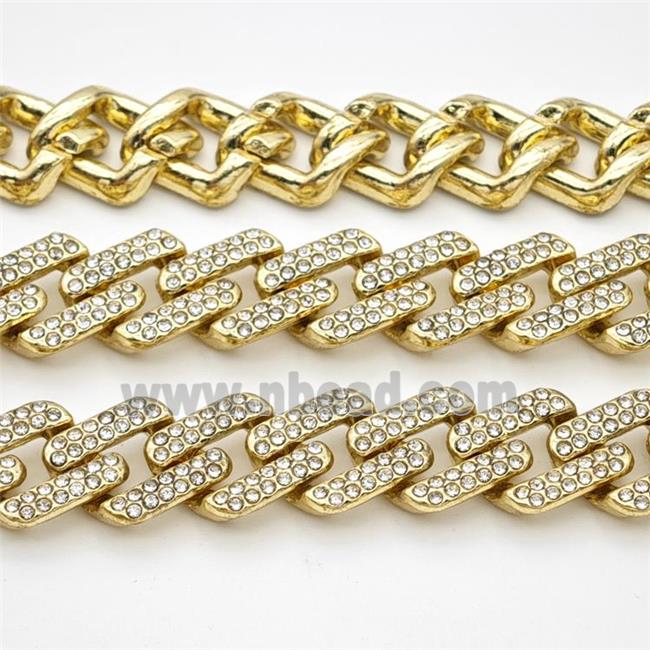 Alloy Chain Pave Rhinestone Gold Plated