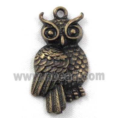 Tibetan Silver Owl Charms pendants, Antique bronze