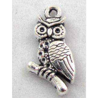 Tibetan Silver owl pendants, Zn Alloy