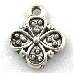 Tibetan Silver clover pendants, Zn Alloy