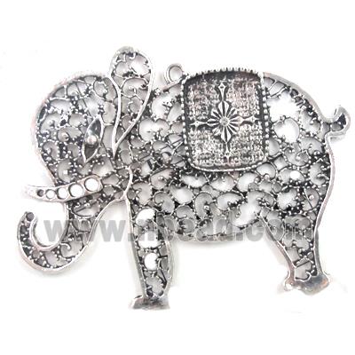 Tibetan Silver elephant charm, Lead and nickel Free
