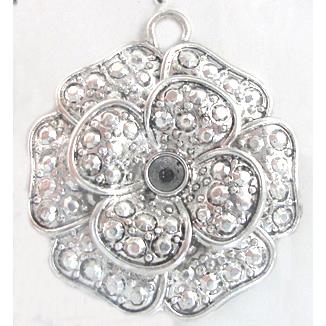 Tibetan Silver flower pendants, Lead and nickel Free