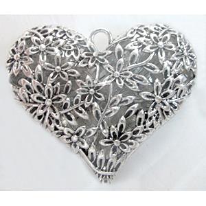 Tibetan Silver Heart pendants, Lead and nickel Free