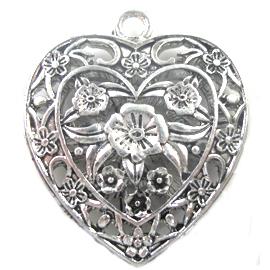 Tibetan Silver heart pendants, Lead and nickel Free