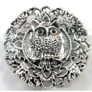 Tibetan Silver Owl charm, Lead and nickel Free