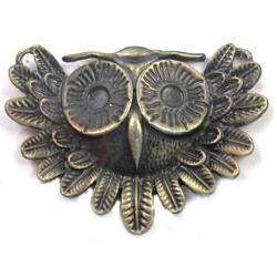 Tibetan Silver Owl charm, Lead and nickel Free, bronze