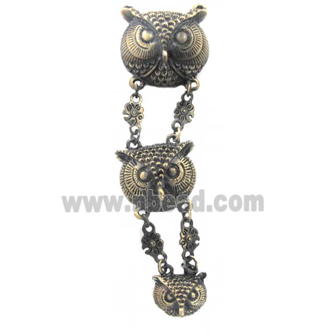 Tibetan Silver Owl pendant, Lead and nickel Free, bronze