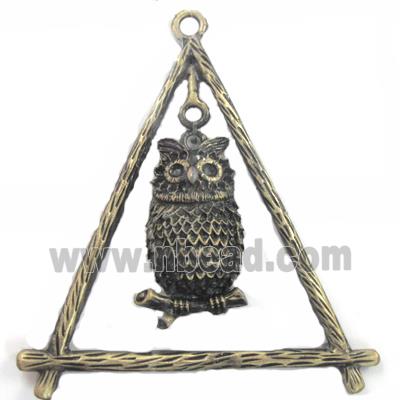 Tibetan Silver Owl pendant, Lead and nickel Free, bronze