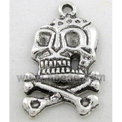 tibetan silver skull pendant, Non-Nickel