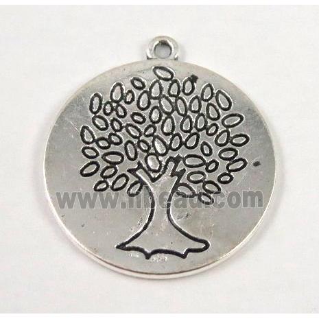 Tibetan silver tree pendant, non-nickel