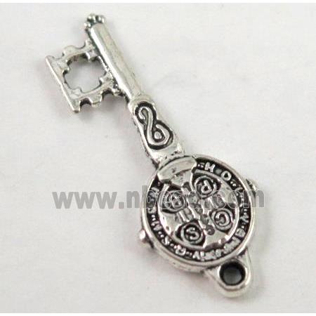 Tibetan silver key pendant, non-nickel