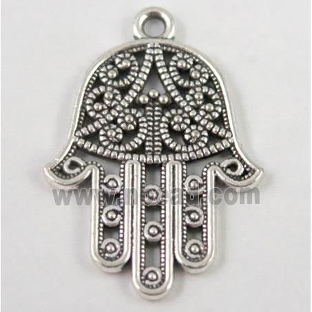 Tibetan silver hamsahand pendant, non-nickel