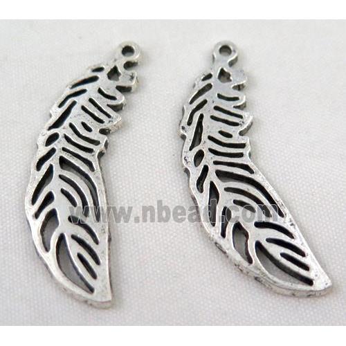 Tibetan silver feather pendant, Non-nickel