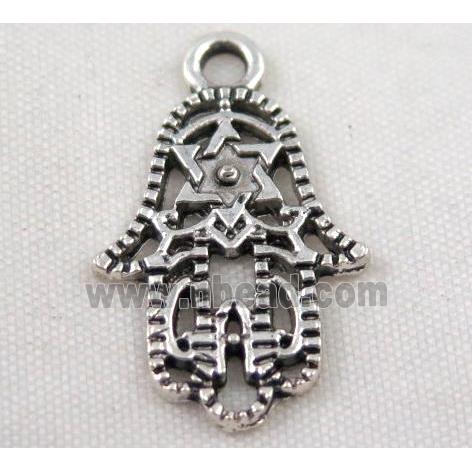 Tibetan silver hamsahand pendant, Non-nickel