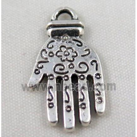 Tibetan silver hamsahand pendant, Non-nickel