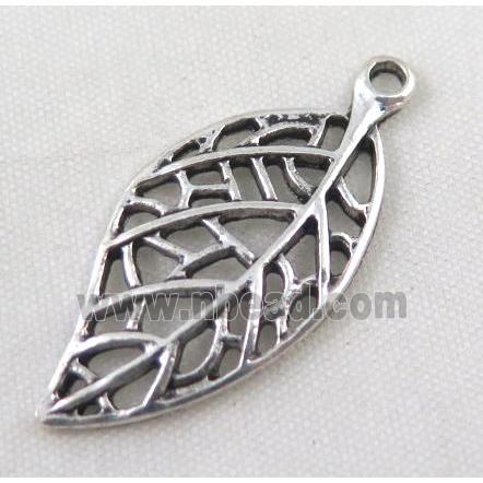 Tibetan silver leaf pendant, Non-nickel