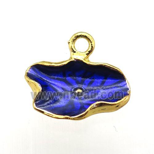 enameling copper flower pendant, gold plated