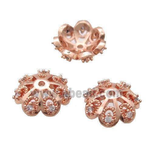 colorfast copper bead pave zircon, gold plated