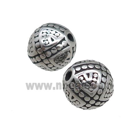 round stainless steel beads, antique silver