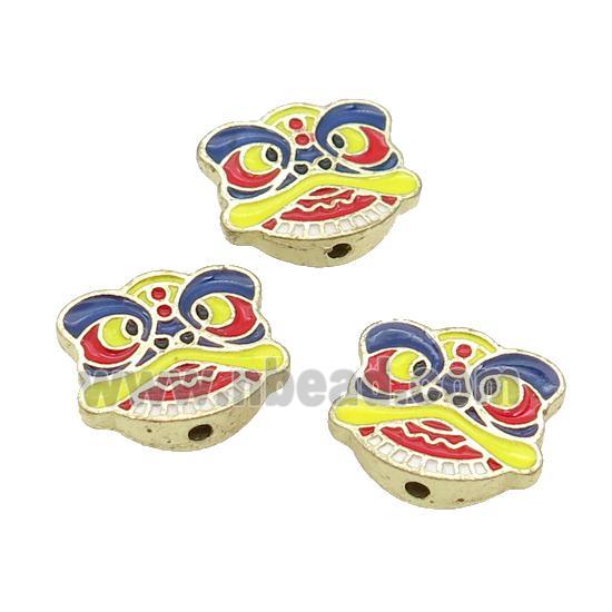 Alloy Mask Beads Multicolor Enamel Gold Plated