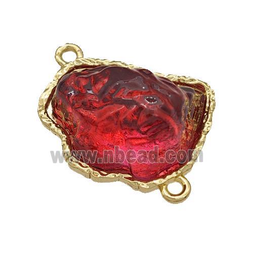 Copper Connector Pave Red Acrylic Mountain Gold Plated