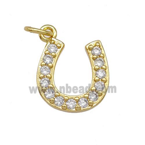 Copper Horseshoes Pendant Pave Zirconia Gold Plated