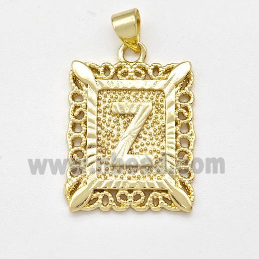 Copper Letter-Z Pendant Frame Gold Plated