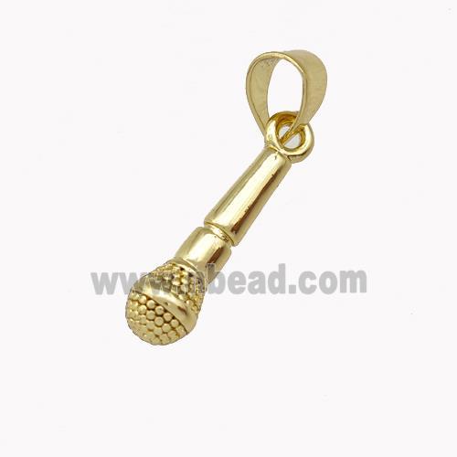 Microphone Charms Copper Pendant Gold Plated