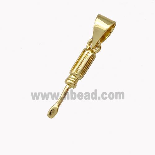 Screwdriver Charms Copper Pendant Gold Plated