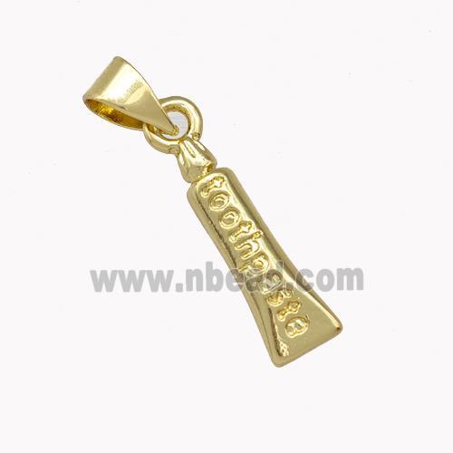 Tooth Paste Charms Copper Pendant Gold Plated