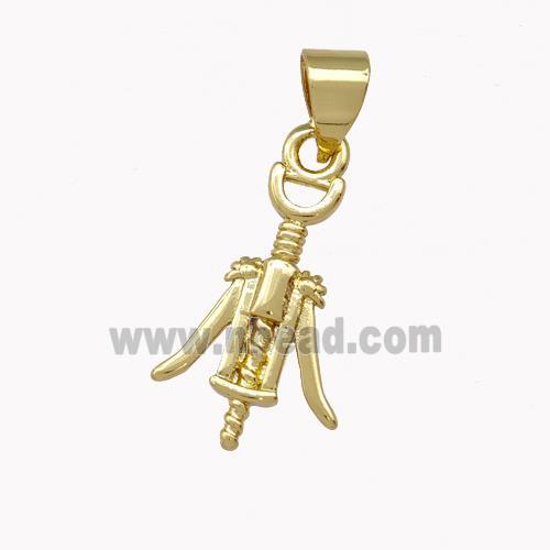 Wine Opener Charms Copper Pendant Gold Plated