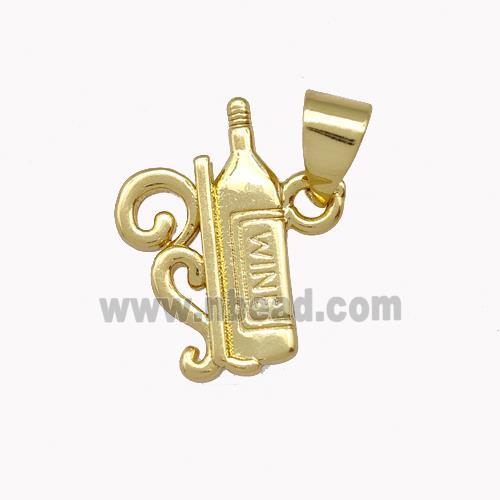 Wine Bottle Charms Copper Pendant Gold Plated