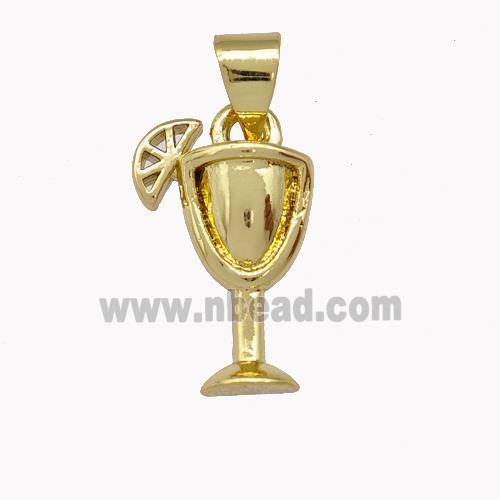 Wine Glass Cup Charms Copper Pendant Gold Plated