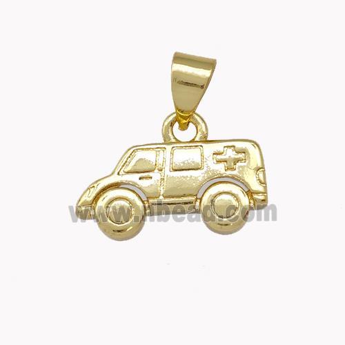 Ambulance Car Charms Copper Pendant Gold Plated
