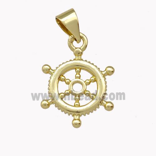 Ships Wheel Charms Copper Pendant Gold Plated