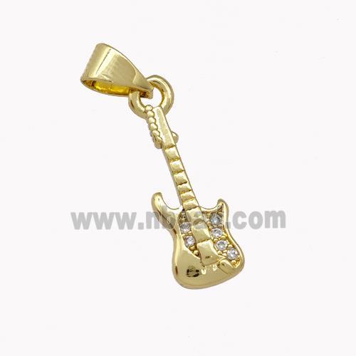 Copper Guitar Pendant Pave Zirconia Gold Plated