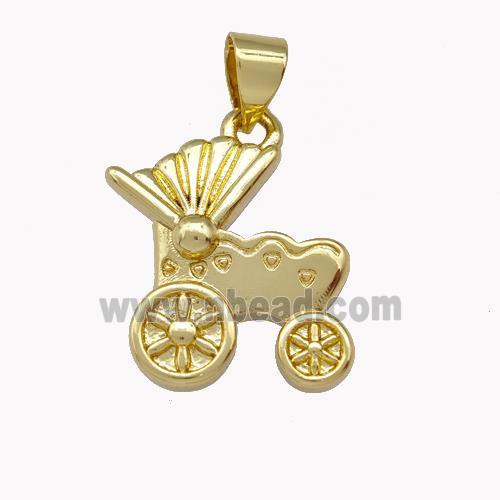 Baby Stoller Charms Copper Pendant Gold Plated