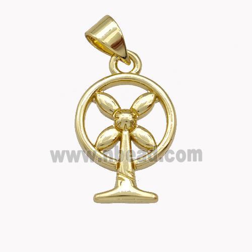 Electric Fan Charms Copper Pendant Gold Plated