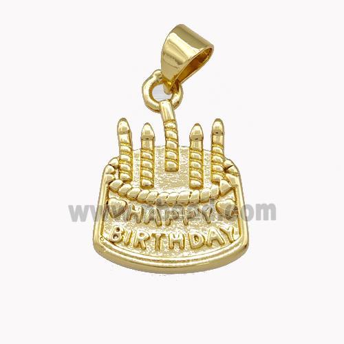 Happy Birthday Charms Copper Pendant Gold Plated