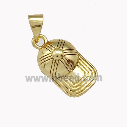 Baseball Cap Charm Copper Pendant Gold Plated