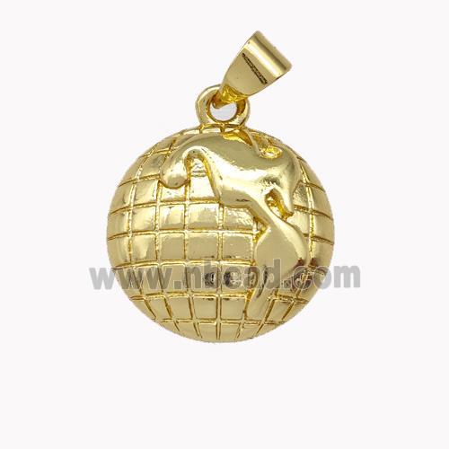 Globe Earth Charm Copper Pendant Gold Plated