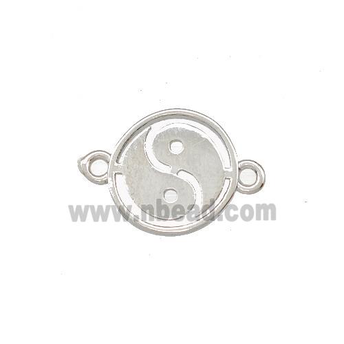 Taichi Charms Copper Yinyang Connector Platinum Plated