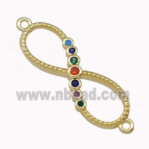 Copper Infinity Connector Pave Zirconia Gold Plated