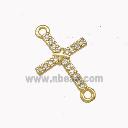 Copper Cross Connector Pave Zirconia Gold Plated