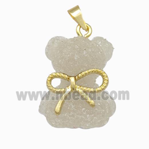 Resin Bear Pendant Bow Gold Plated